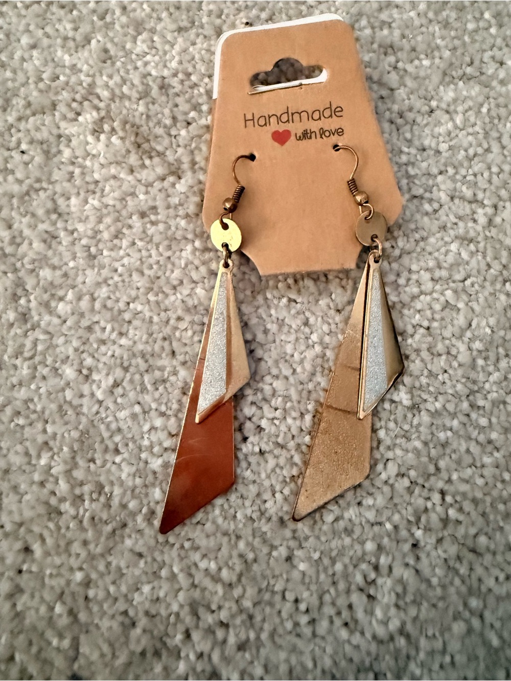 Handmade Gold and Silver Geometric Drop Earrings